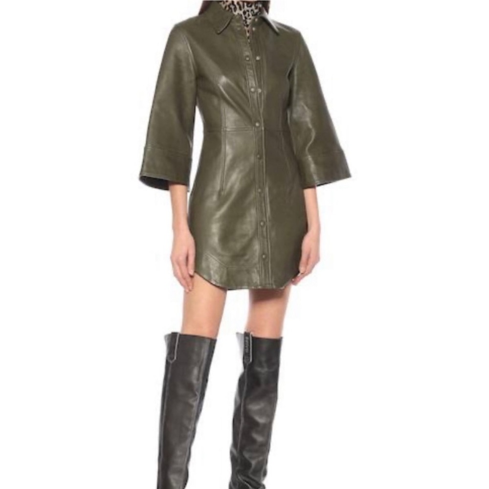 GANNI leather mini dress